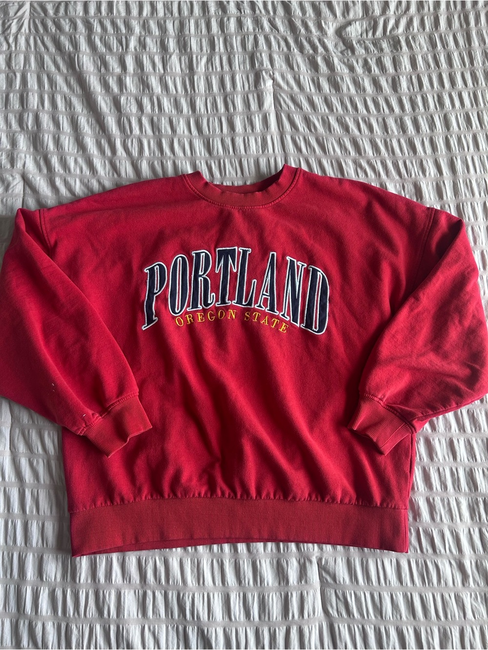 Bershka Red Portland Oregon Oversized Crewneck (M)